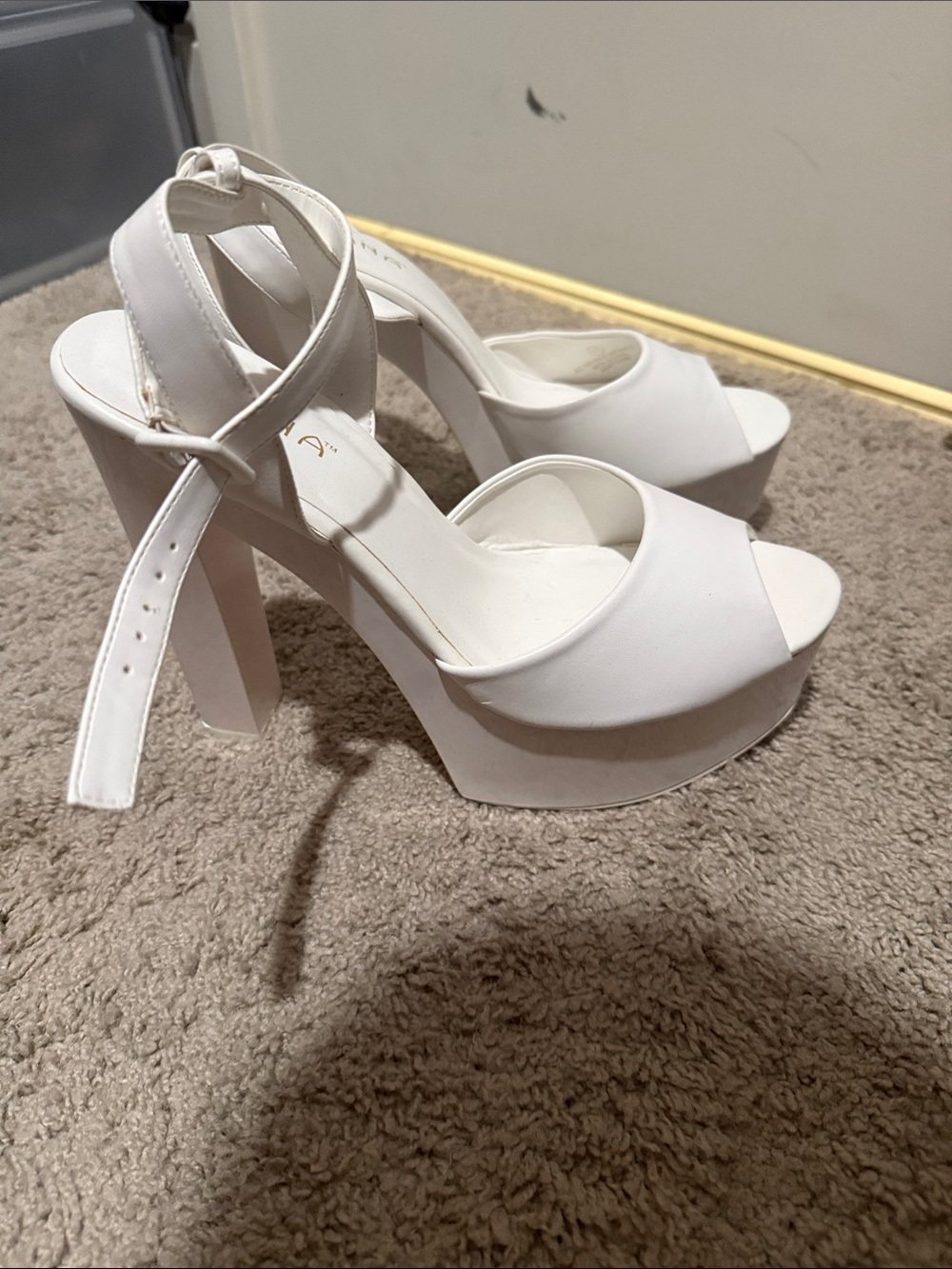 Liliana White Platform Ankle-Strap Heels